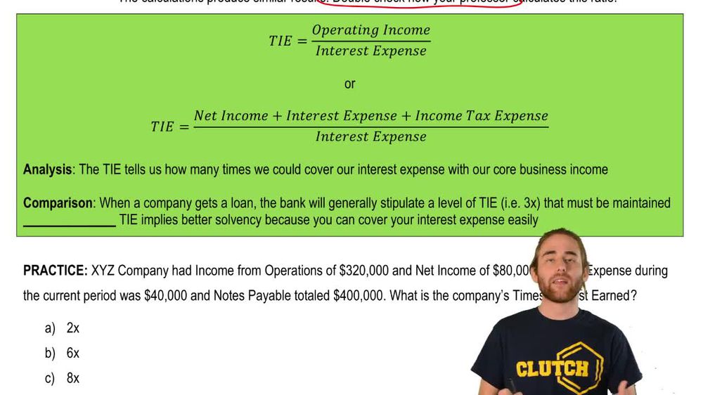 Ratios: Times Interest Earned (TIE)