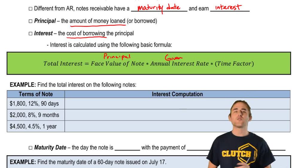 Notes Receivable Definitions