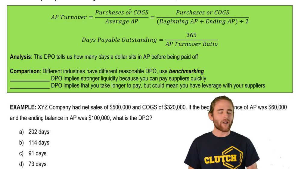 Ratios: Days Payable Outstanding (DPO)