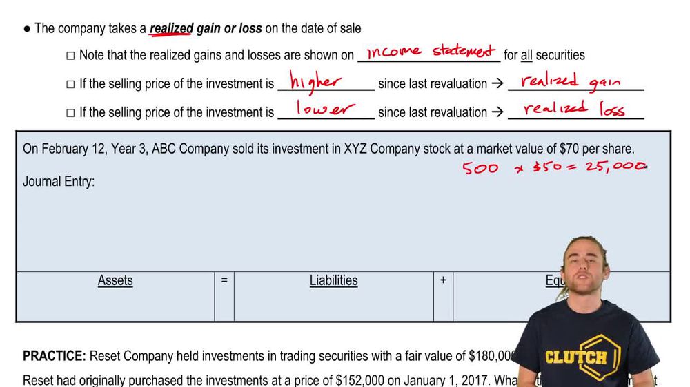 Realized Gains and Losses on Sale of Trading Securities