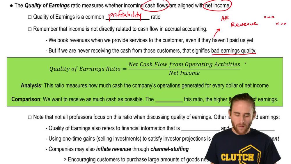 Ratios: Quality of Earnings Ratio and Earnings Management