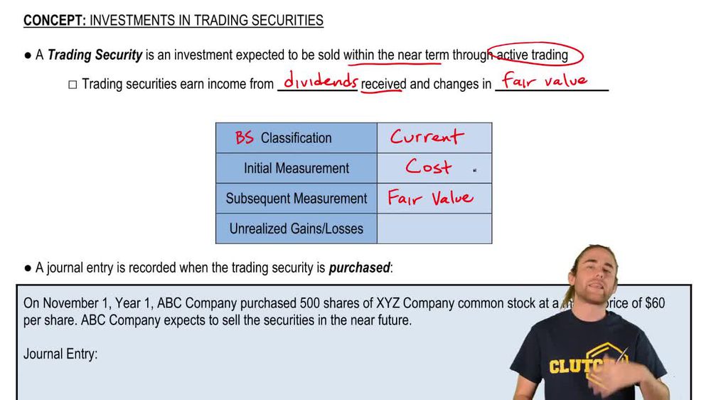 Purchasing Trading Securities