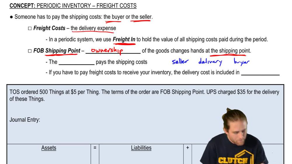 Periodic Inventory:Freight Costs (FOB Shipping Point)