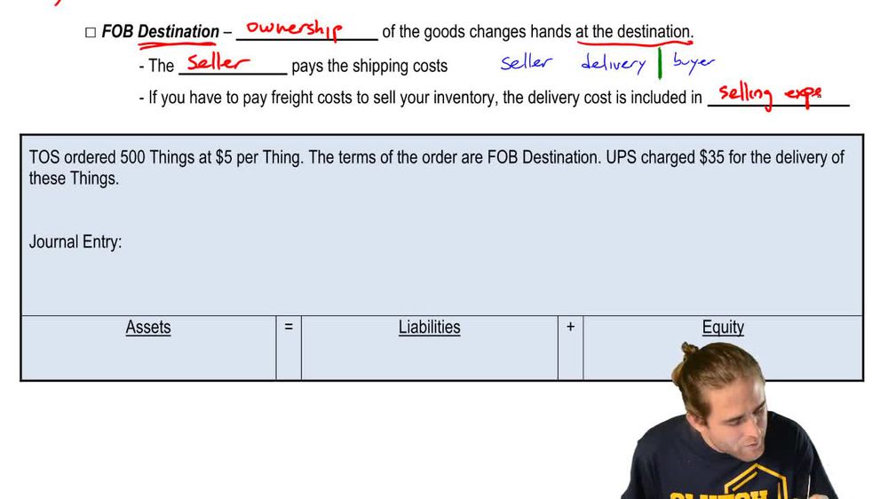Periodic Inventory:Freight Costs (FOB Destination)