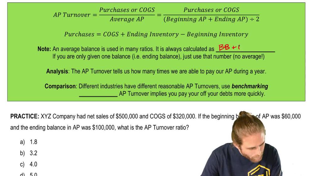 Ratios: Accounts Payable Turnover