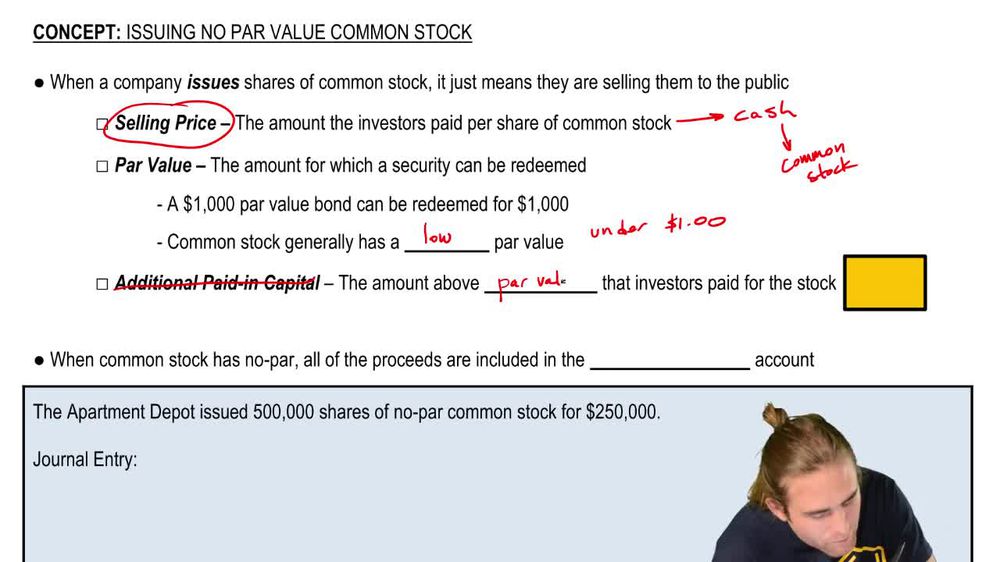 Issuing No Par Value Stock