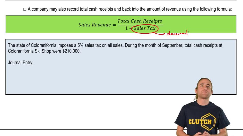 Sales Tax Payable:Total Cash Receipts