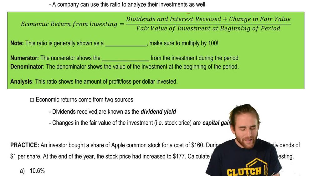 Ratios: Economic Return from Investing